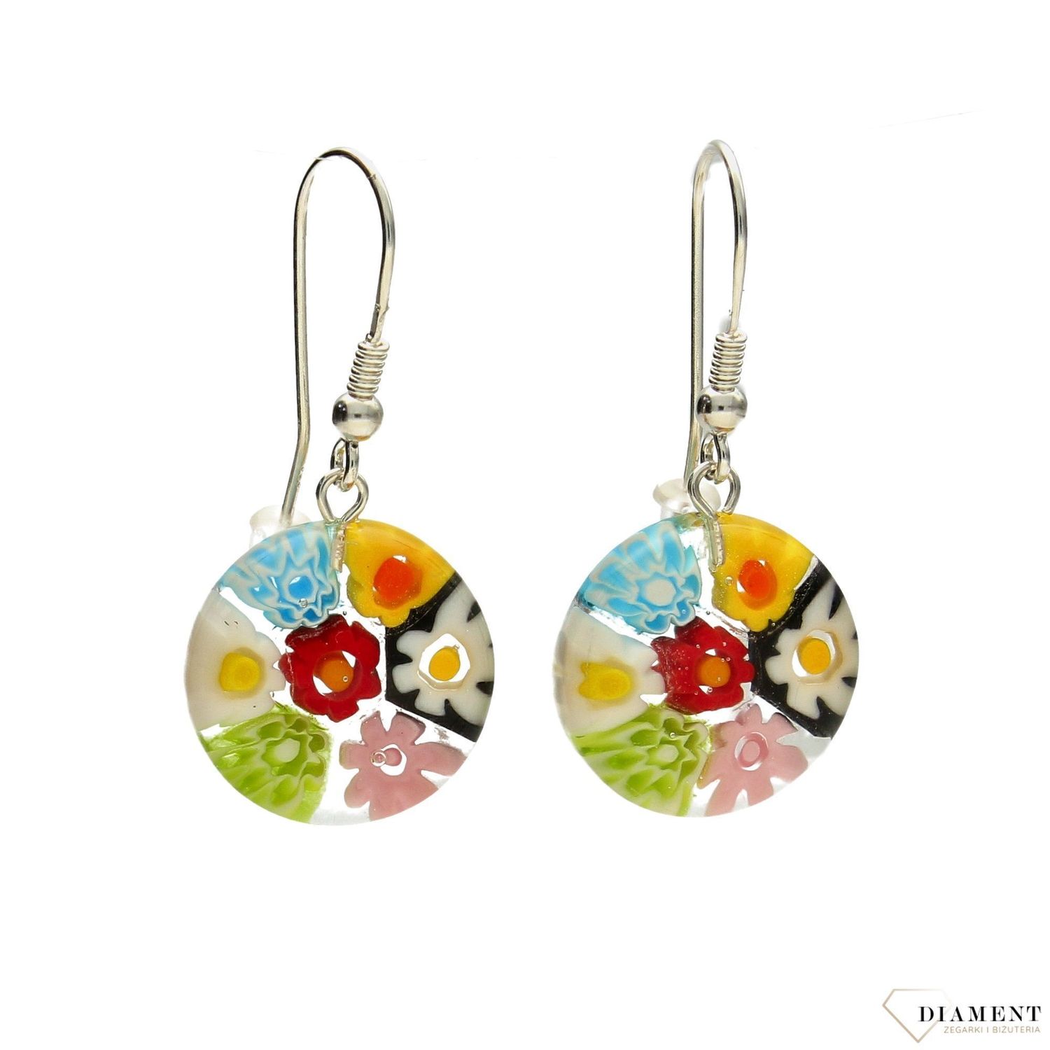 Kolczyki szkło murano wiszące koła Murano 05.jpg